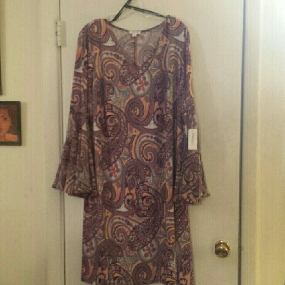 Plus Size Paisley  Flounce Sleeve Dress Size 2X